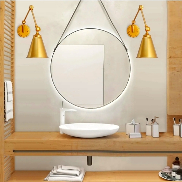 2 brass finish adjustable wall scones - Picture 2 of 6